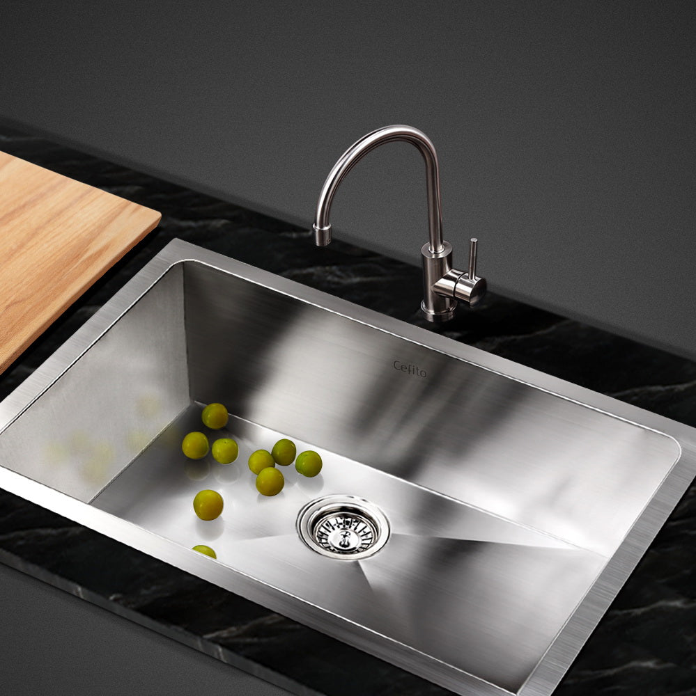 Stainless steel kitchen sink, silver single bowl 45x30cm