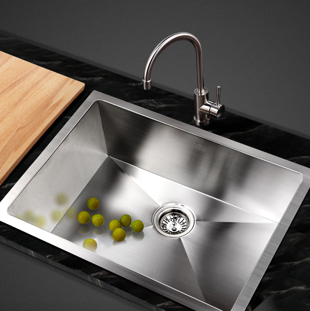 Kitchen sink, stainless steel silver single bowl 60x45cm