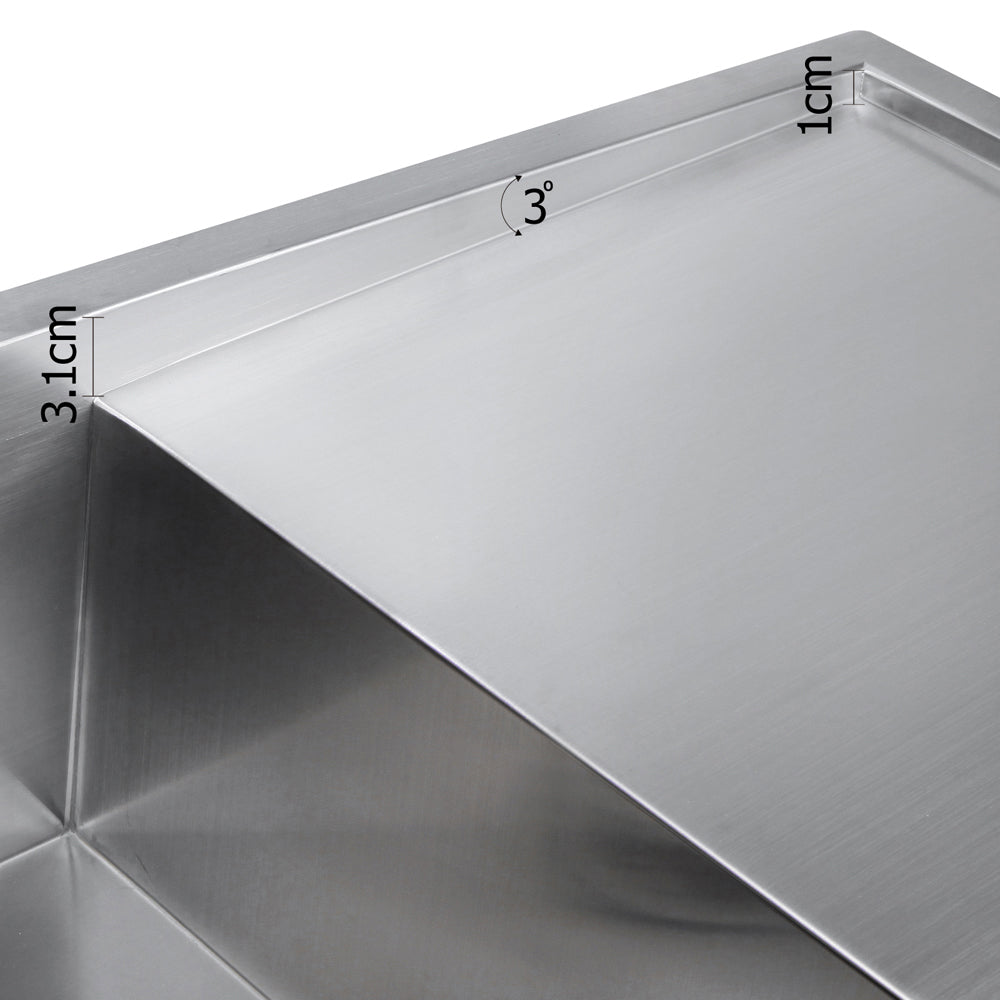 Stainless steel kitchen sink, silver single bowl 87x45cm