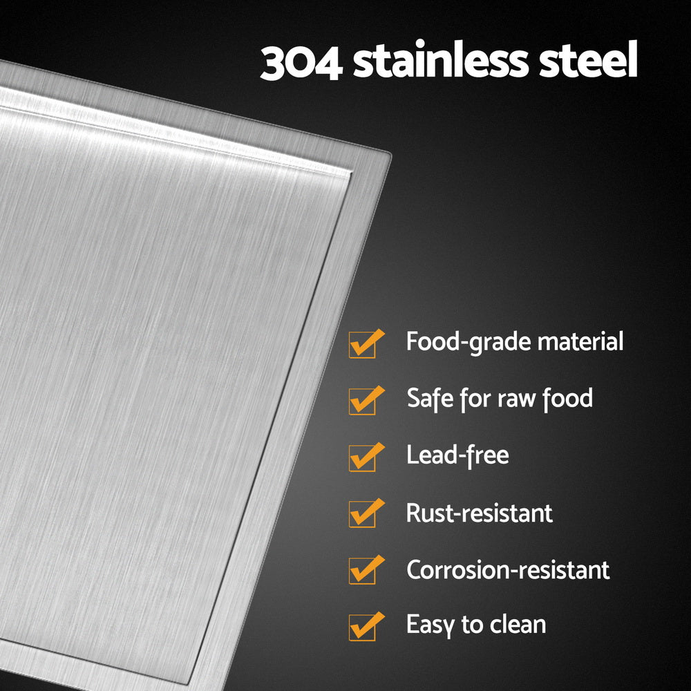 Kitchen sink, stainless steel silver single bowl 122x45cm