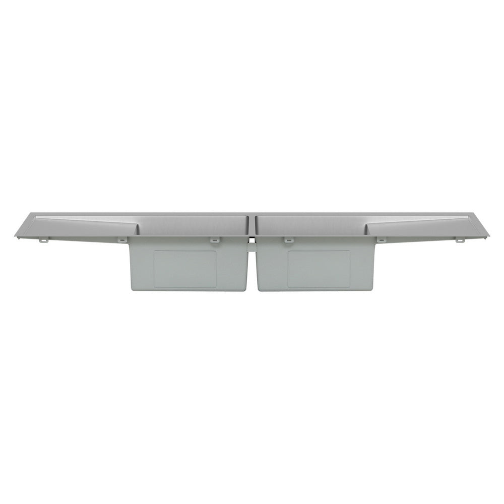 Stainless steel kitchen sink, double bowl 155x50cm satin finish