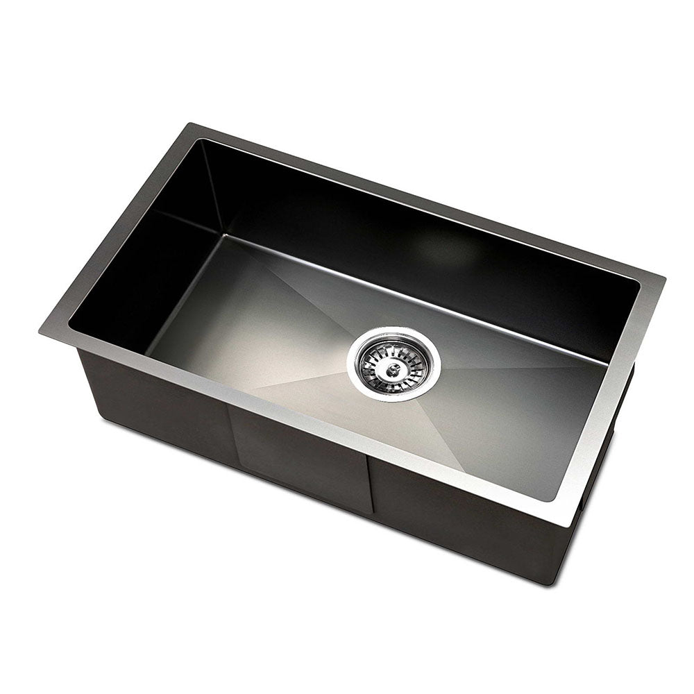 Stainless steel kitchen sink, black single bowl 45x30cm