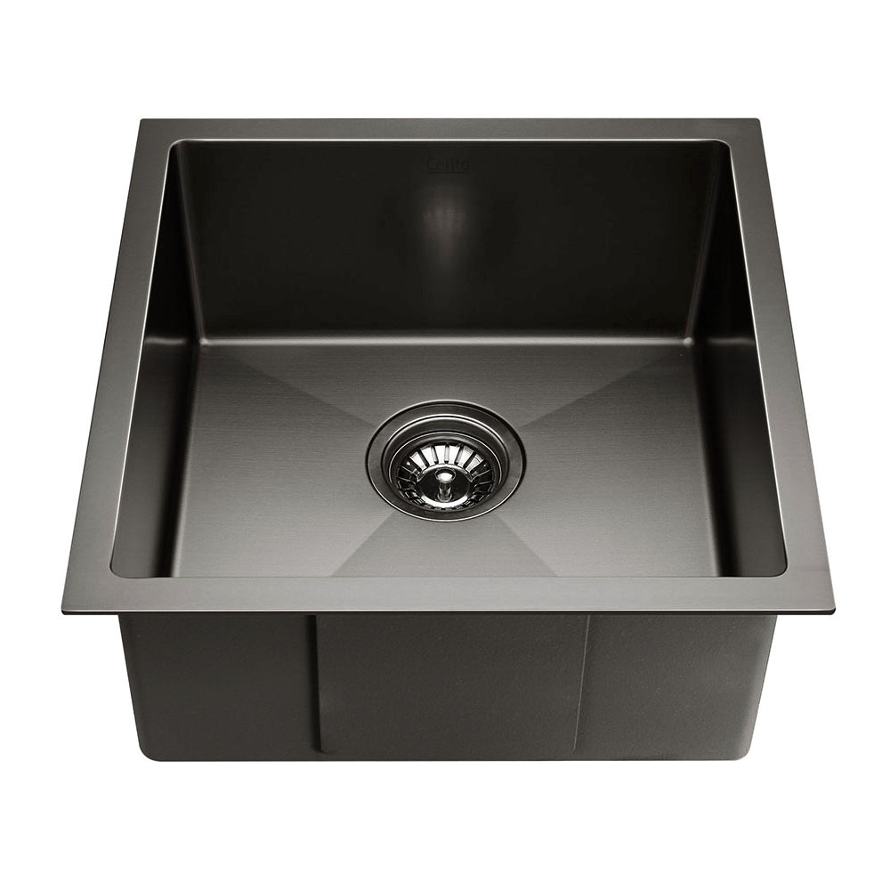 Stainless steel kitchen sink, black single bowl 51x45cm