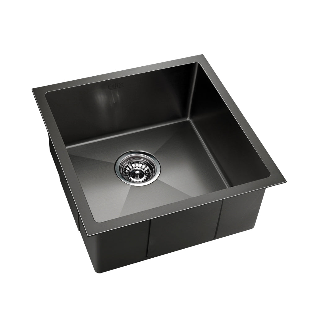 Stainless steel kitchen sink, black single bowl 51x45cm