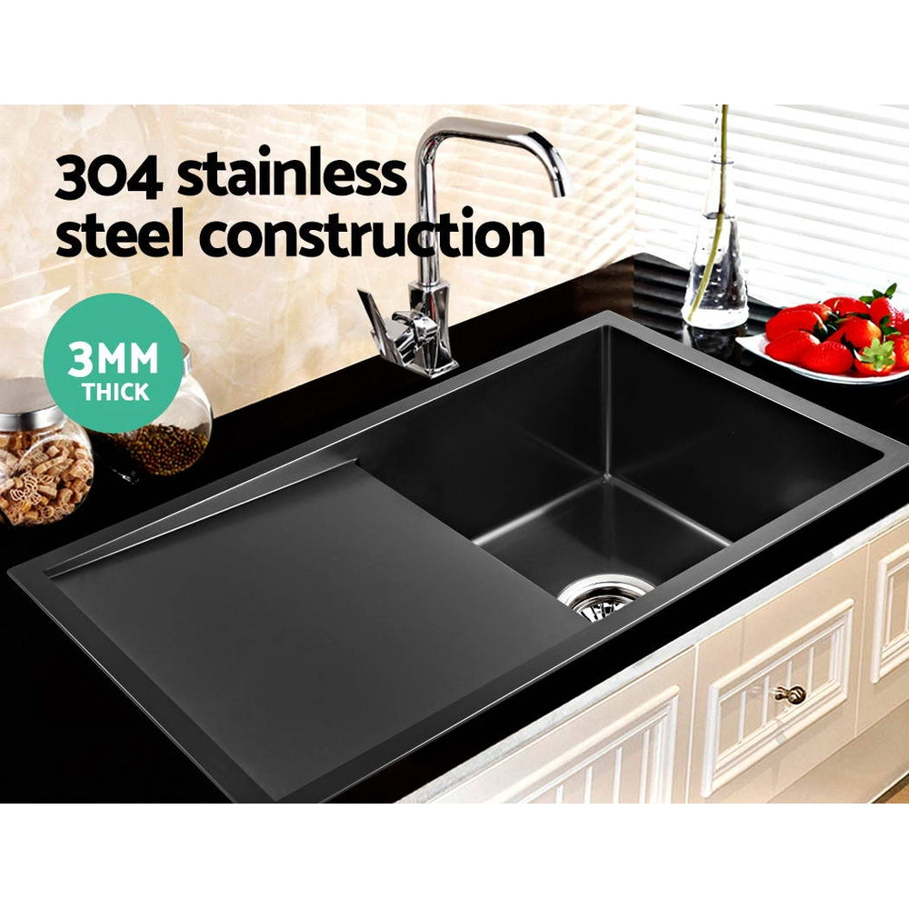 Stainless steel kitchen sink, black single bowl 75x45cm