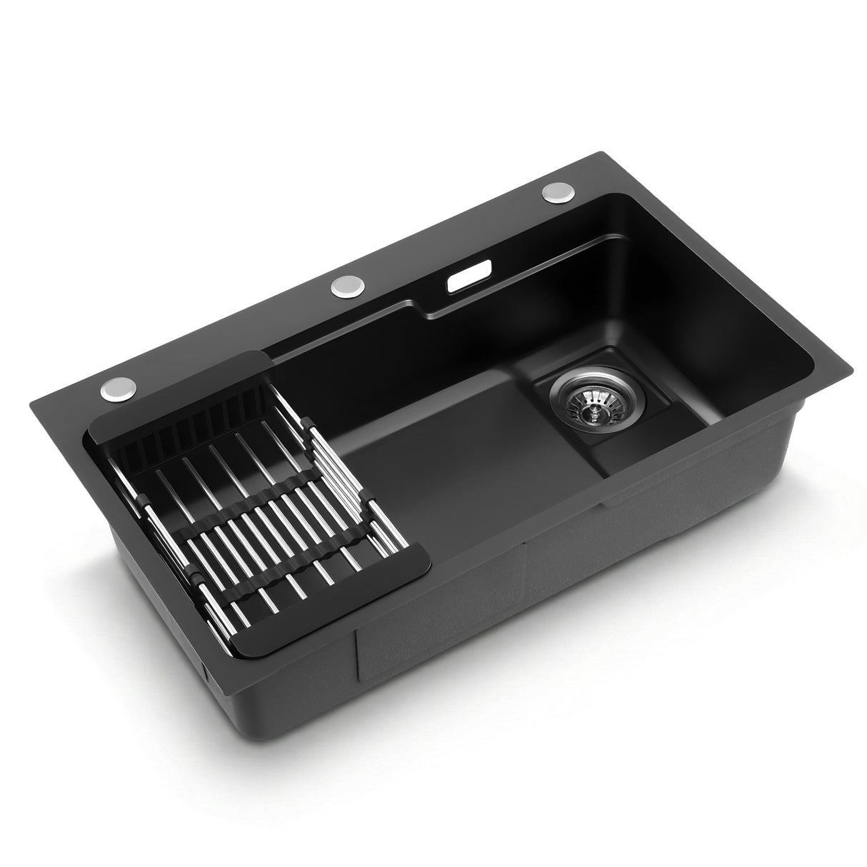 Stainless steel kitchen sink, black single bowl 75x45cm