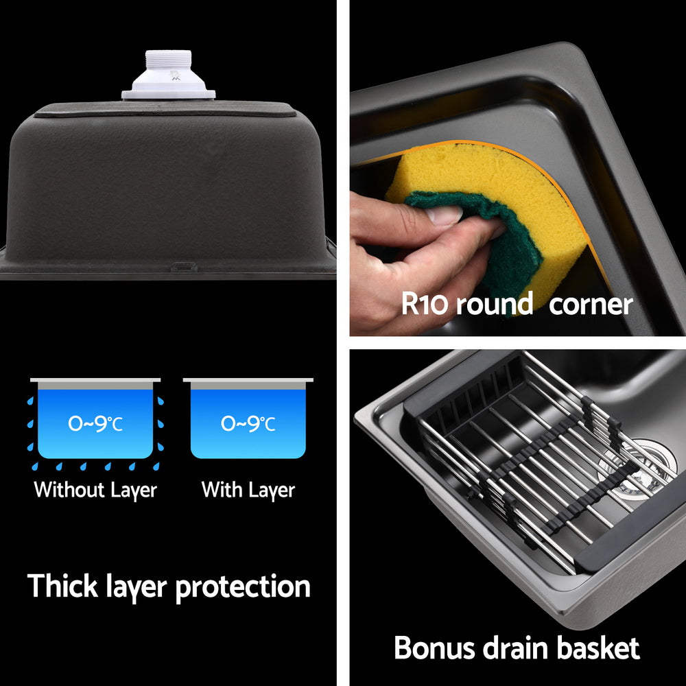 Kitchen sink, stainless steel black single bowl 61x43cm
