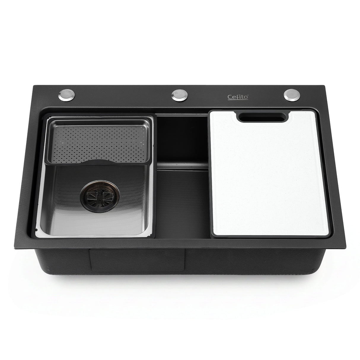 Bar prep sink, stainless steel black textured nano finish 68x45cm