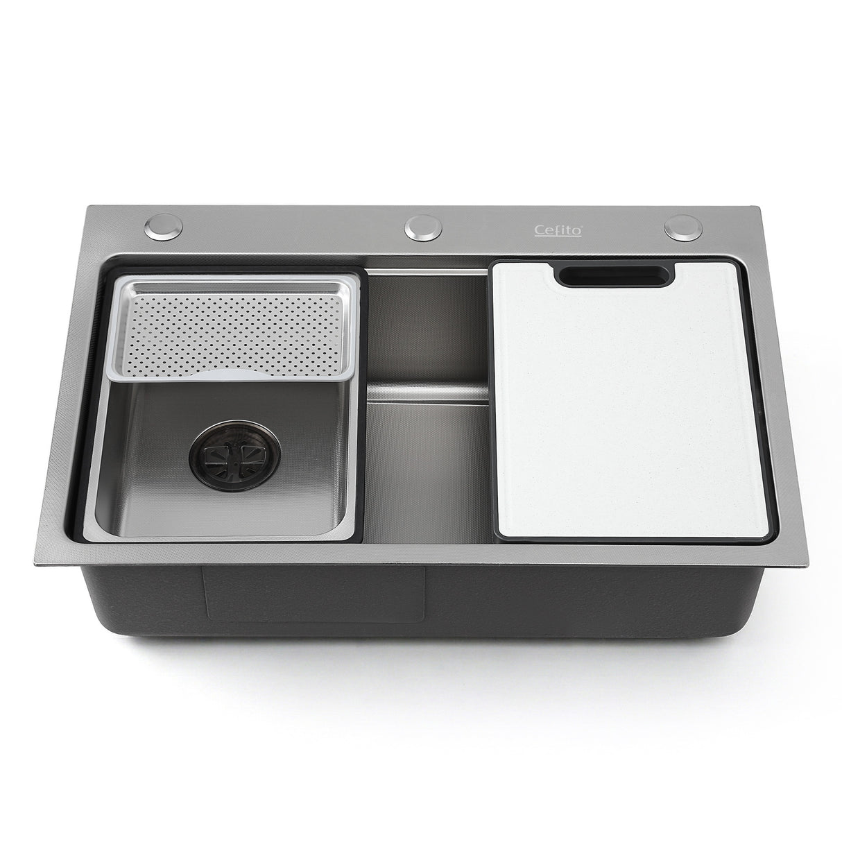 Stainless steel bar prep sink, silver textured nano finish 68x45cm