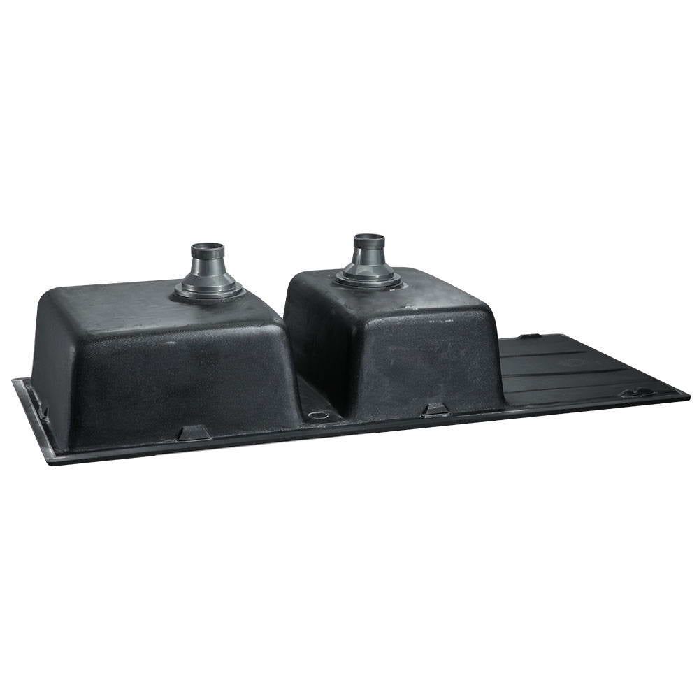 Granite stone kitchen sink, black double bowl 116x50cm