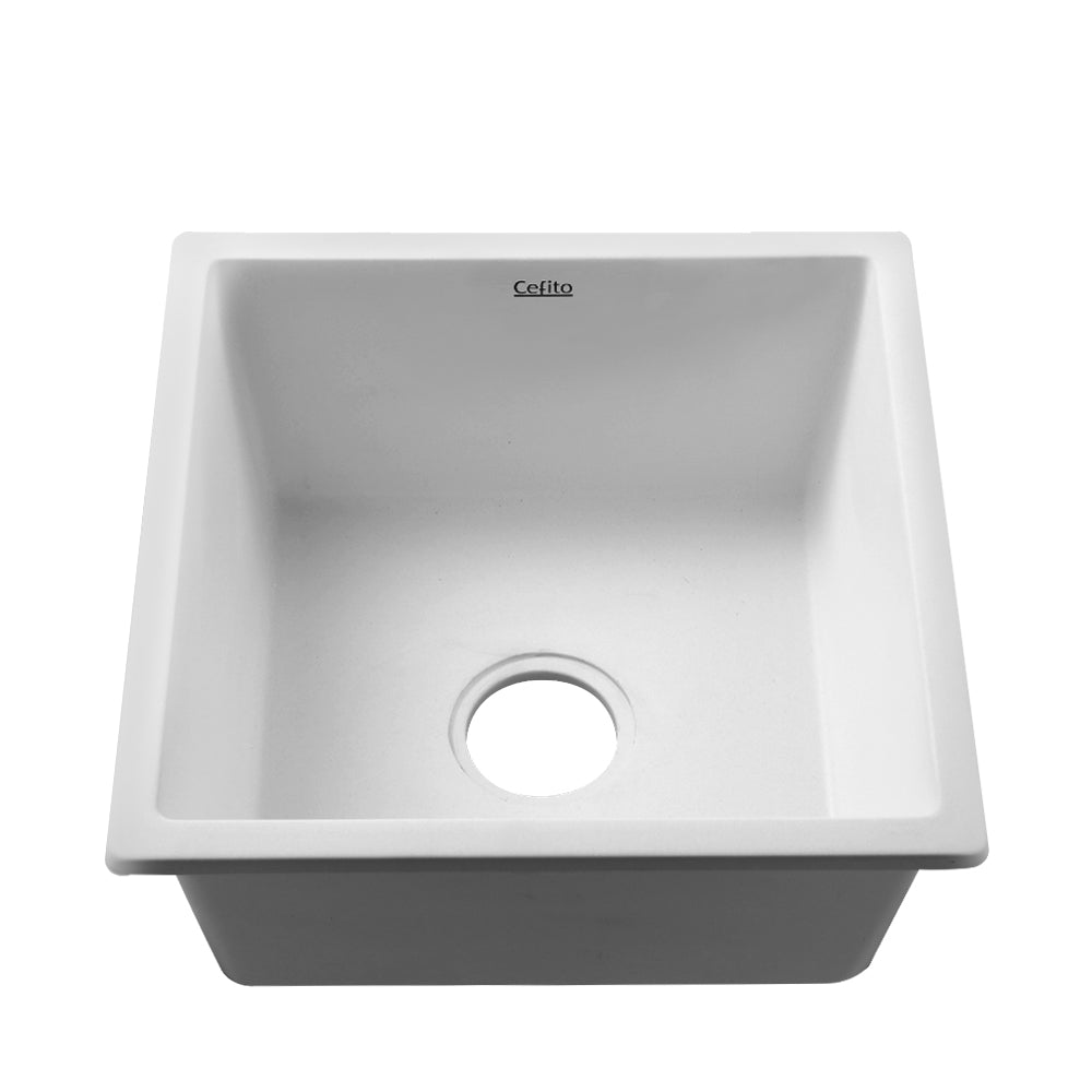 Granite stone laundry sink, white single bowl 45x45cm