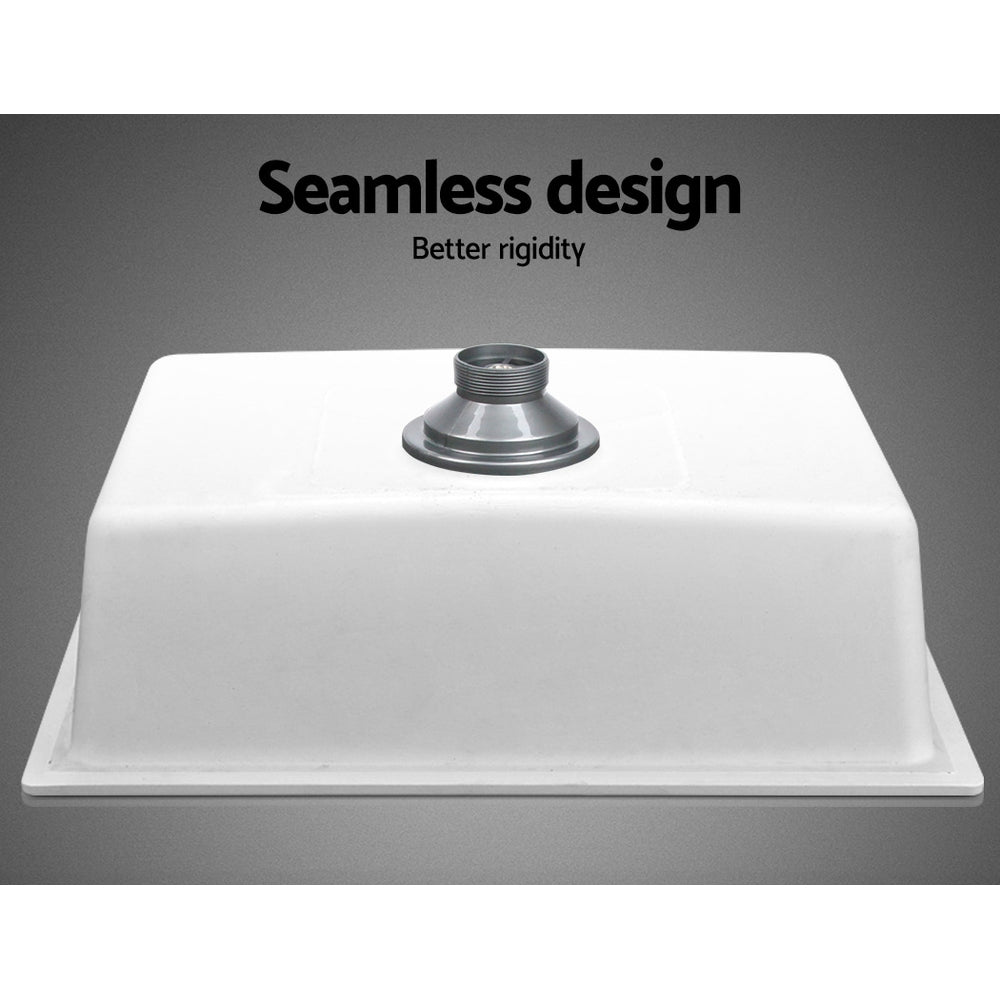 Granite stone laundry sink, white single bowl 61x47cm
