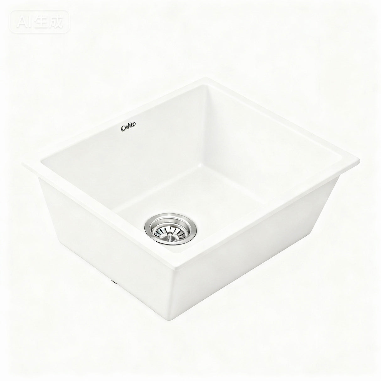 Granite stone kitchen sink, white single bowl 55x45cm