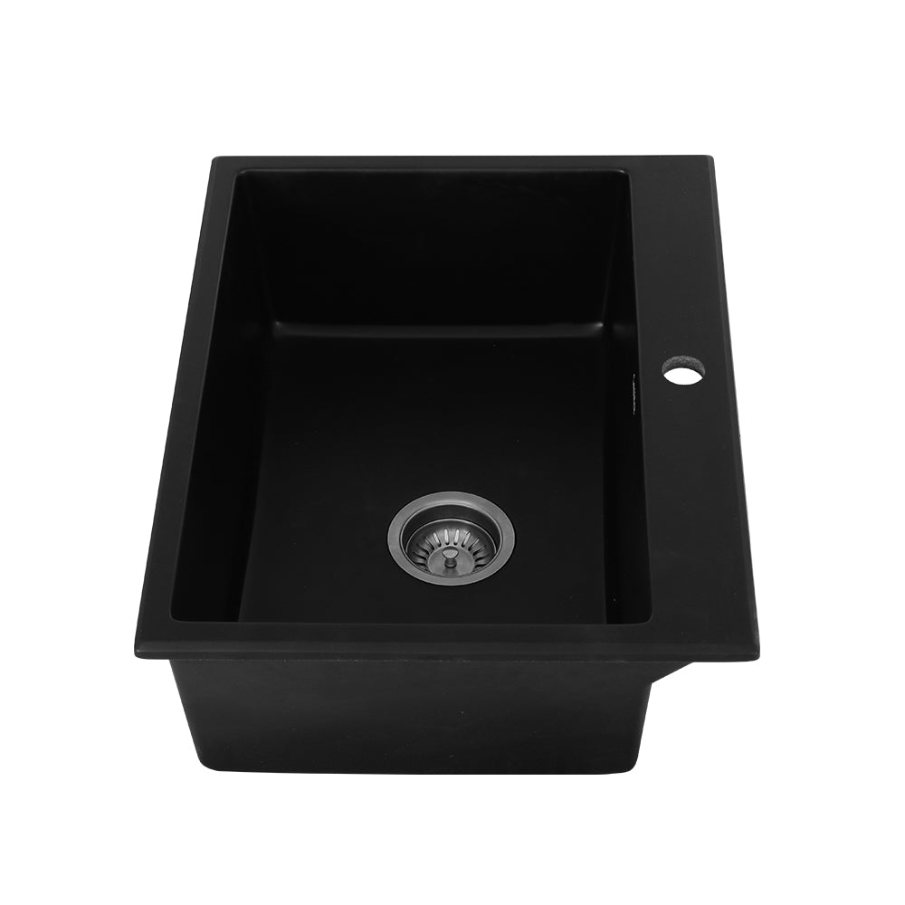 Granite stone kitchen sink, black single bowl 60x47cm