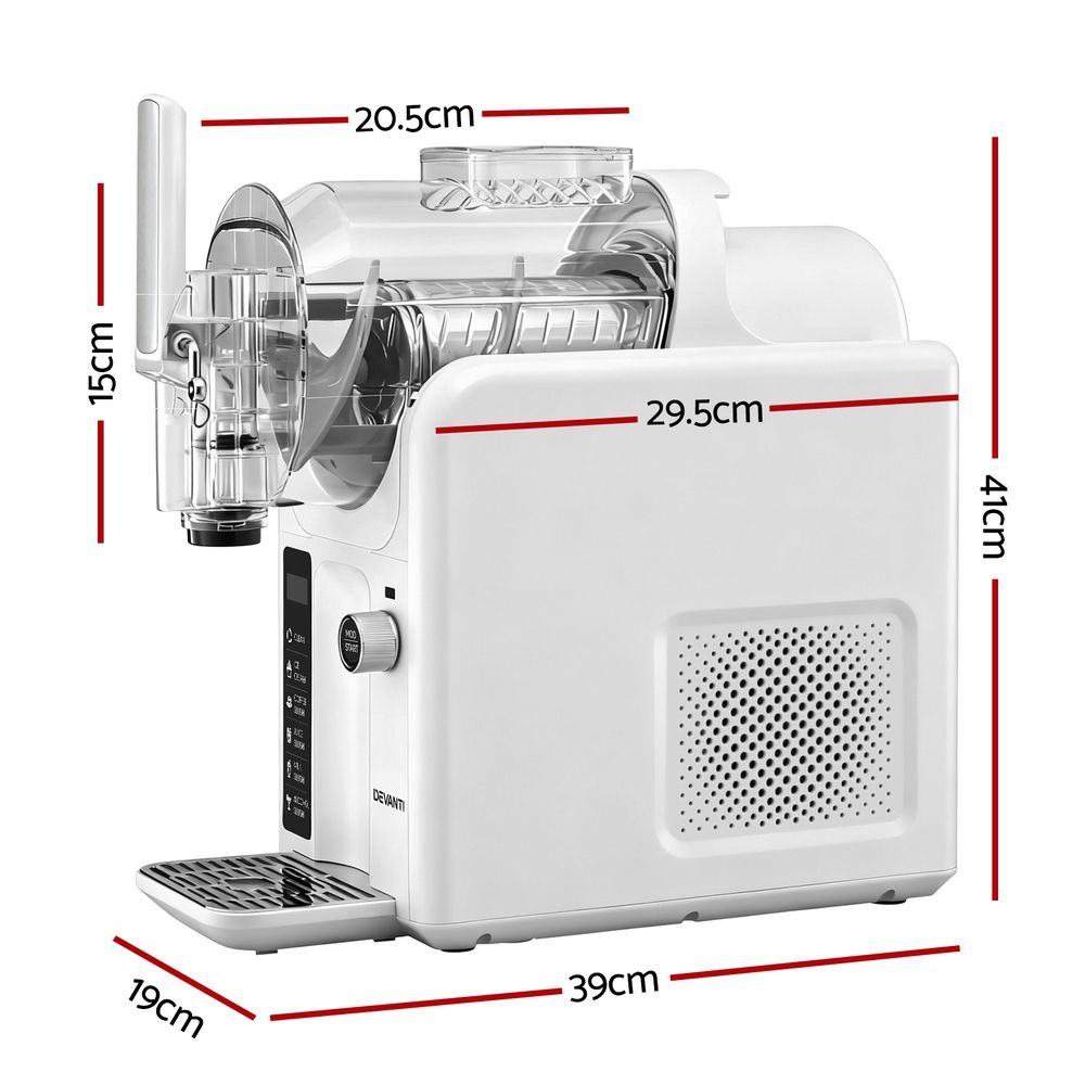 White slushie machine with transparent cover showing mixture inside