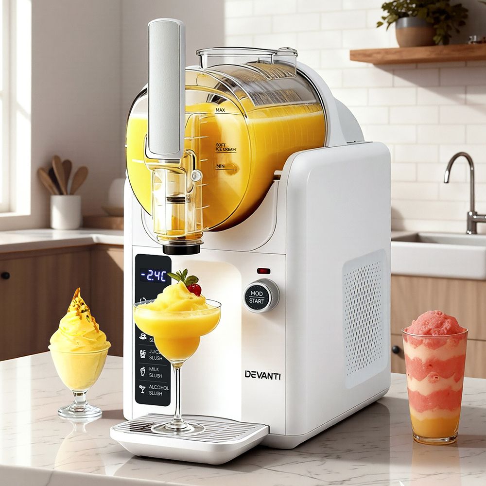 White slushie machine on a kitchen bench at a party