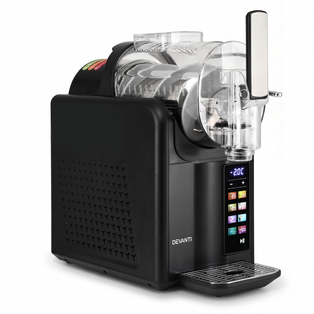 Transparent cover on the slushie machine showing the mixture inside