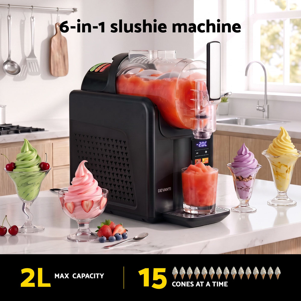 Soft serve ice cream made in the black slushie machine