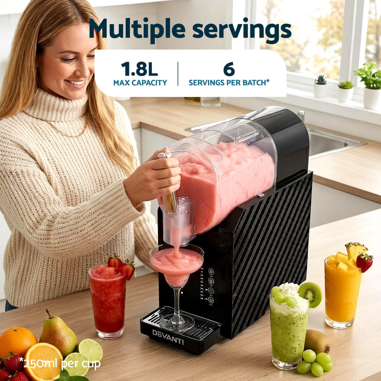 Dimension diagram of the 1.8 L black slushie machine