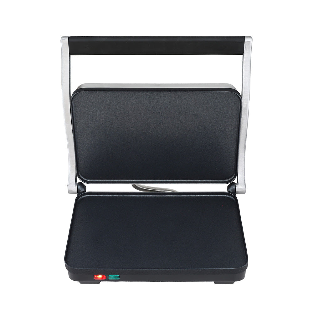 Sandwich press opened flat as a double sided grill plate
