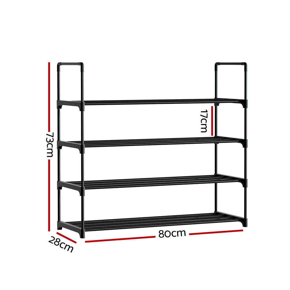 Artiss 4-Tier 16-Pair Stackable Black Shoe Rack — Innovative Design — Allure Home Collections