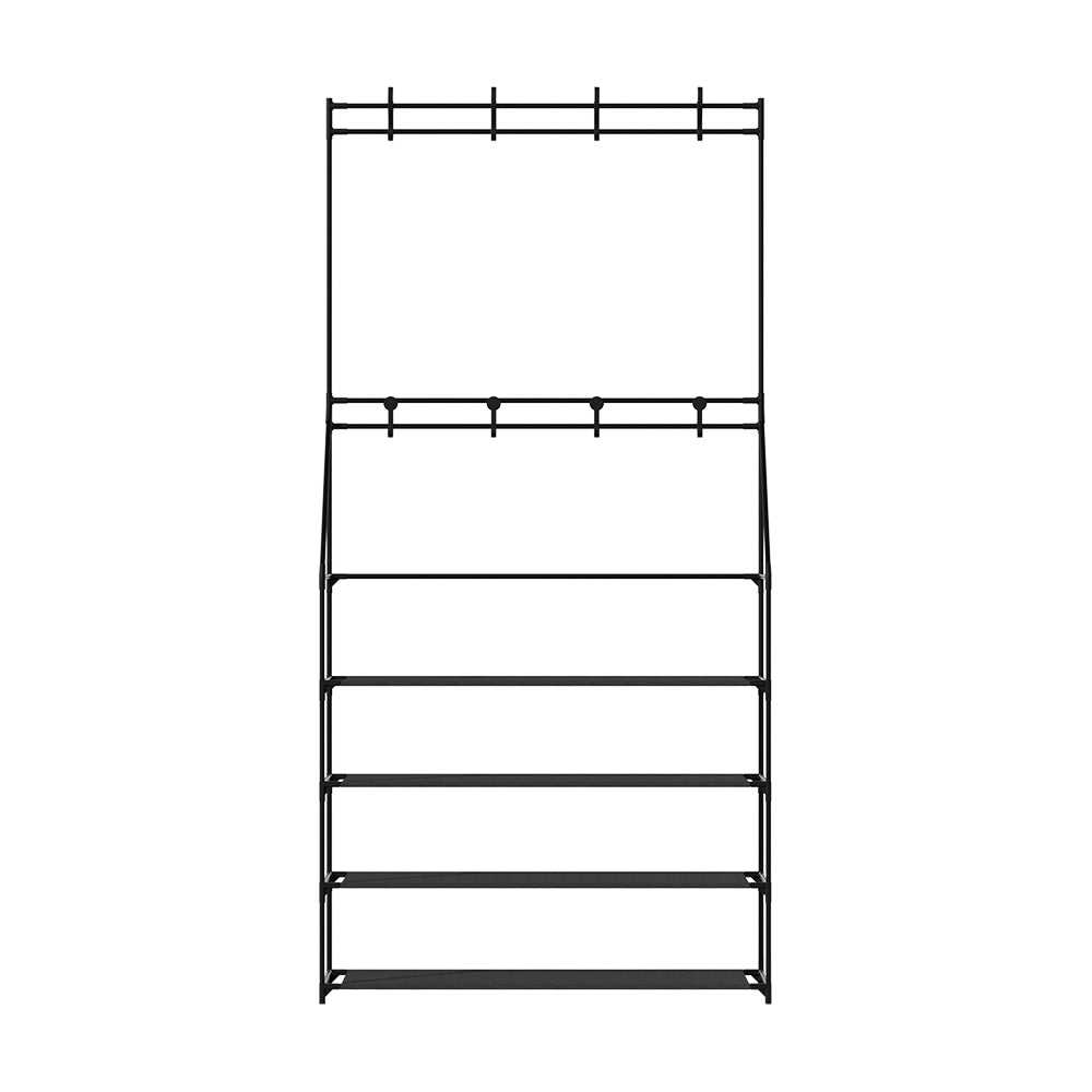 Artiss 16-Pair Black Shoe Rack Hall Tree — Multifunctional Entryway Organiser — Allure Home Collections
