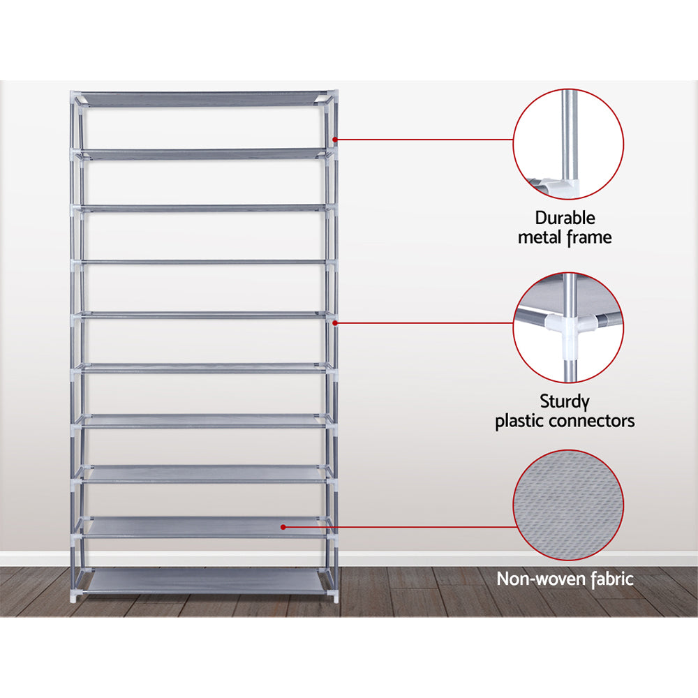 Artiss 10-Tier Stackable Grey Shoe Rack Cabinet — Sturdy, Organised — Allure Home Collections