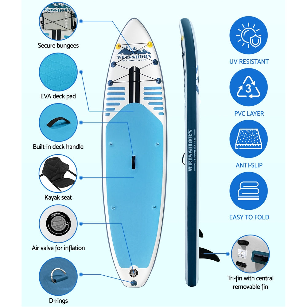Inflatable Stand Up Paddle Board and Kayak, 10.6ft Blue, view 5
