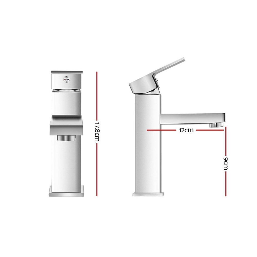 Square Bathroom Basin Mixer Tap Chrome
