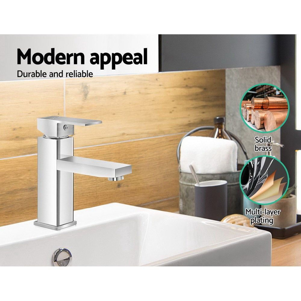 Square Bathroom Basin Mixer Tap Chrome