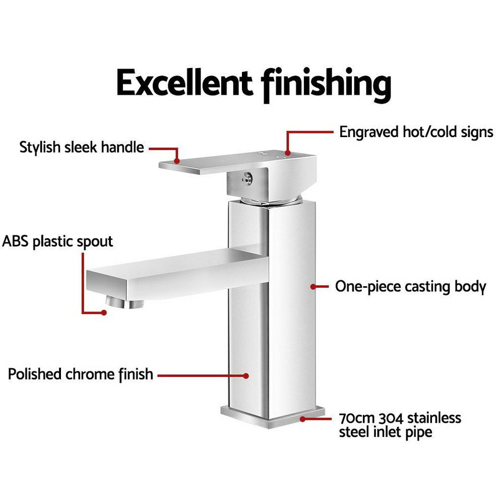 Square Bathroom Basin Mixer Tap Chrome