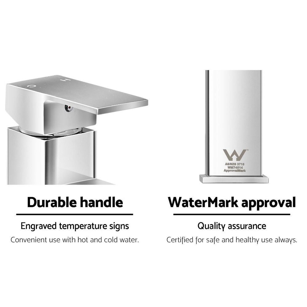 Square Bathroom Basin Mixer Tap Chrome