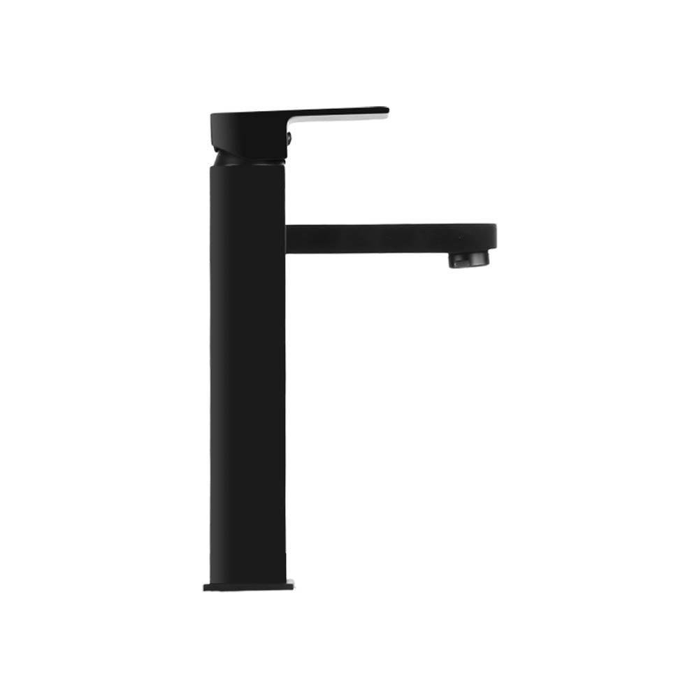 Tall Square Basin Mixer Tap, Matte Black