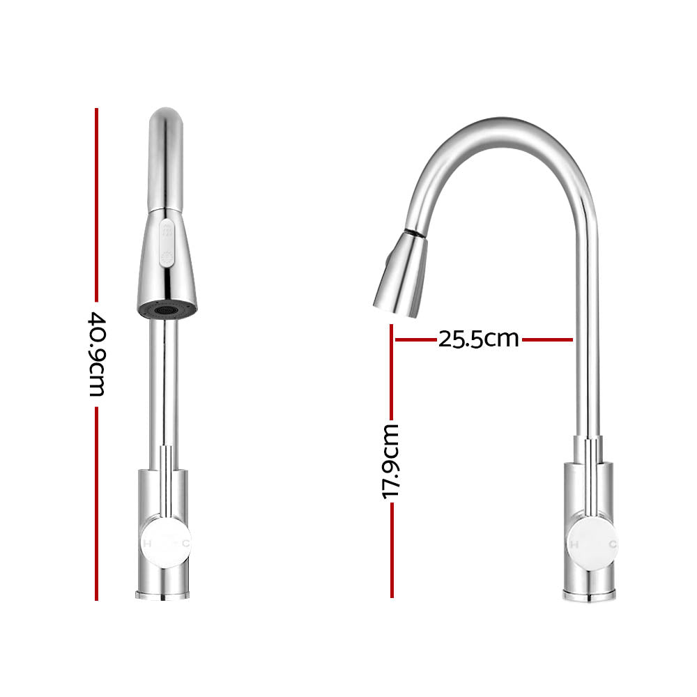 Pull Out Kitchen Mixer Tap Gooseneck Chrome