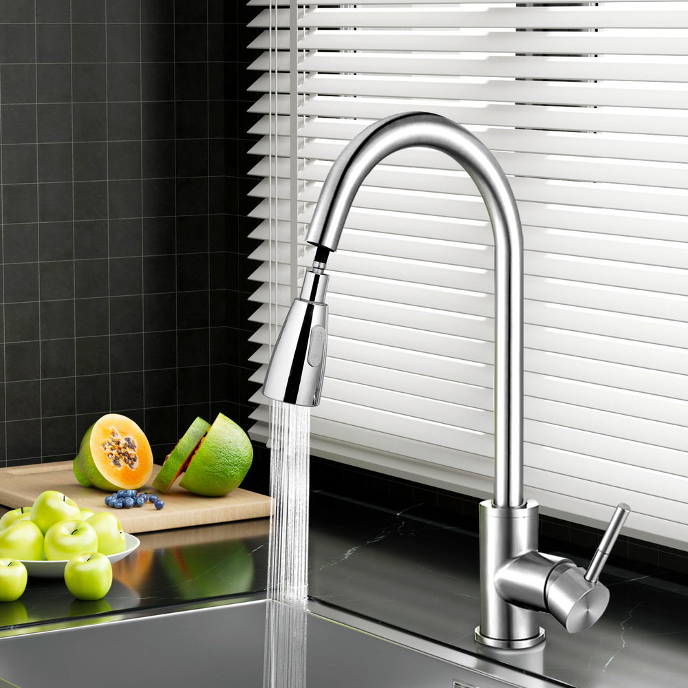Pull Out Kitchen Mixer Tap Gooseneck Chrome