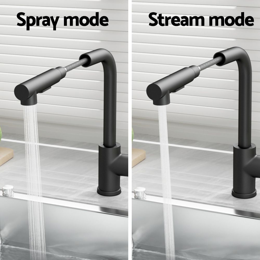Pull Out Kitchen Mixer Tap Rectangle Spout Matte Black