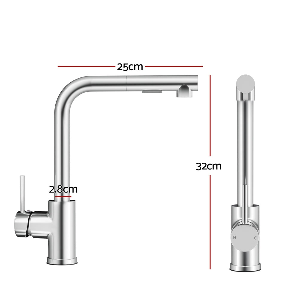 Pull Out Kitchen Mixer Tap Rectangle Spout Chrome