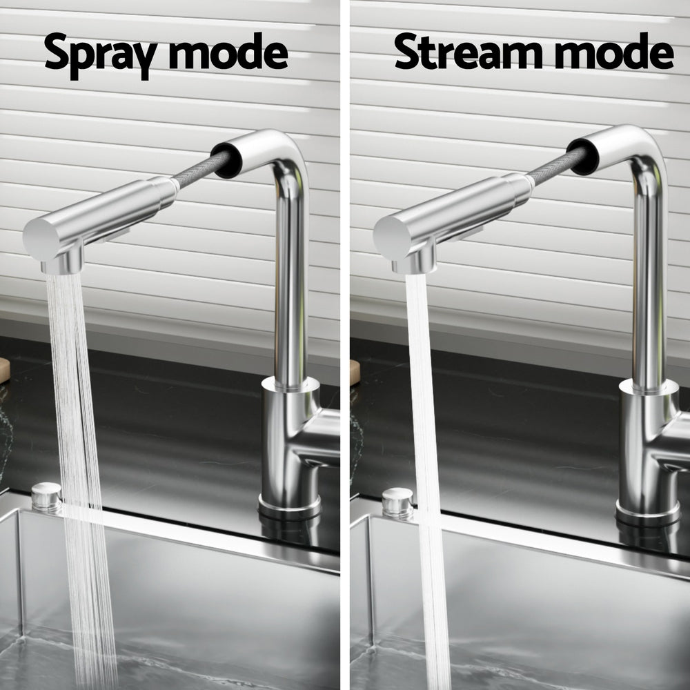 Pull Out Kitchen Mixer Tap Rectangle Spout Chrome