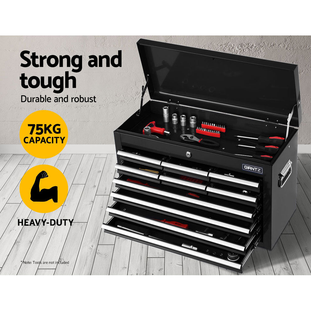 Close-up of tool chest drawer with non-slip liner