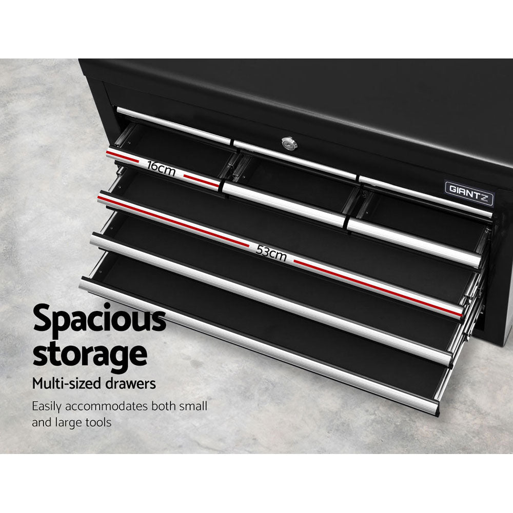 Black tool chest lockable drawer detail