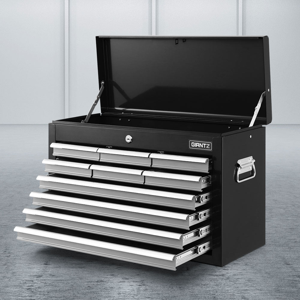 10 Drawer Steel Tool Chest Cabinet Lockable Black and Grey