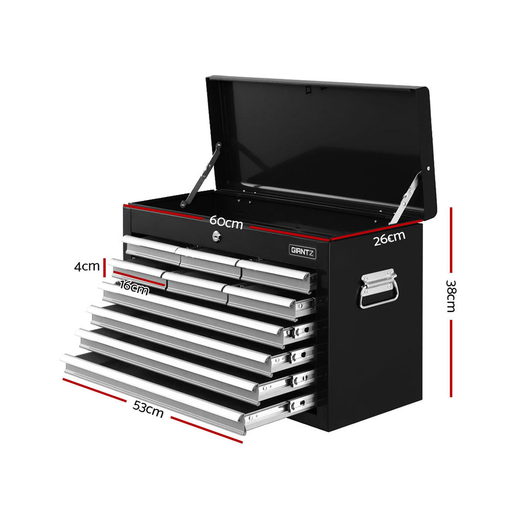 10 Drawer Steel Tool Chest Cabinet Lockable Black and Grey