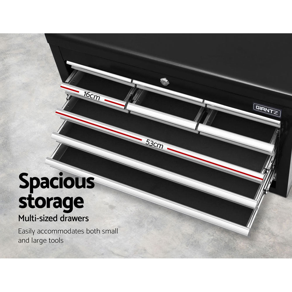 10 Drawer Steel Tool Chest Cabinet Lockable Black and Grey