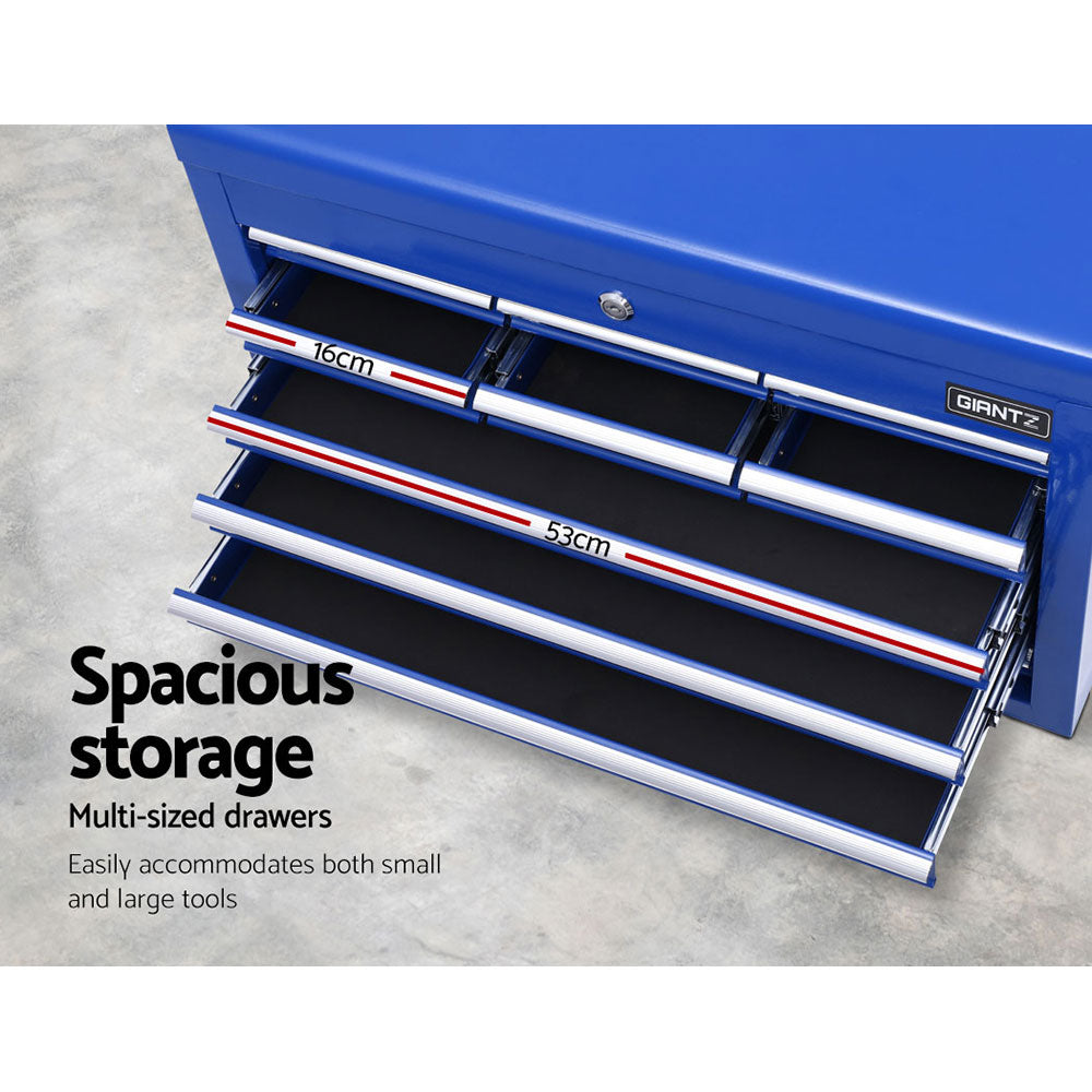 Blue tool chest lockable drawer detail