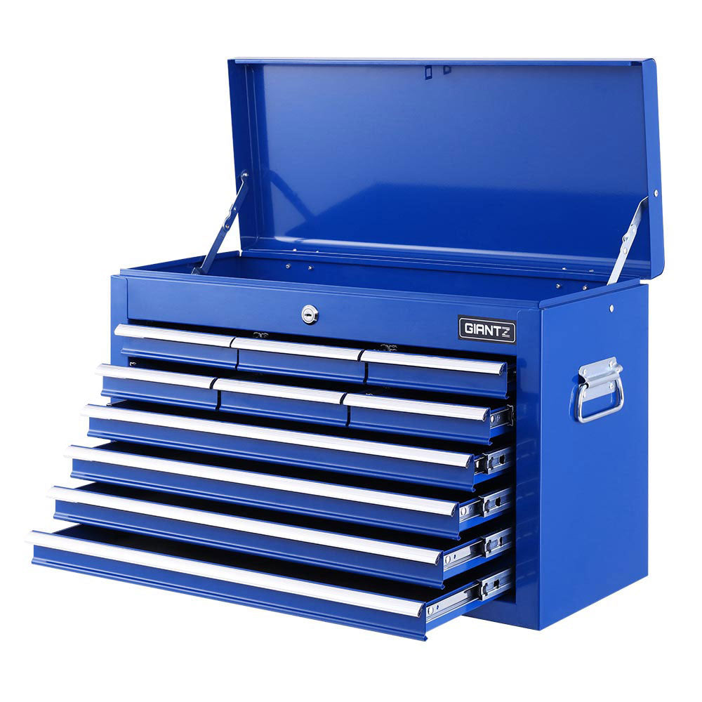 Blue steel tool chest dimensions view