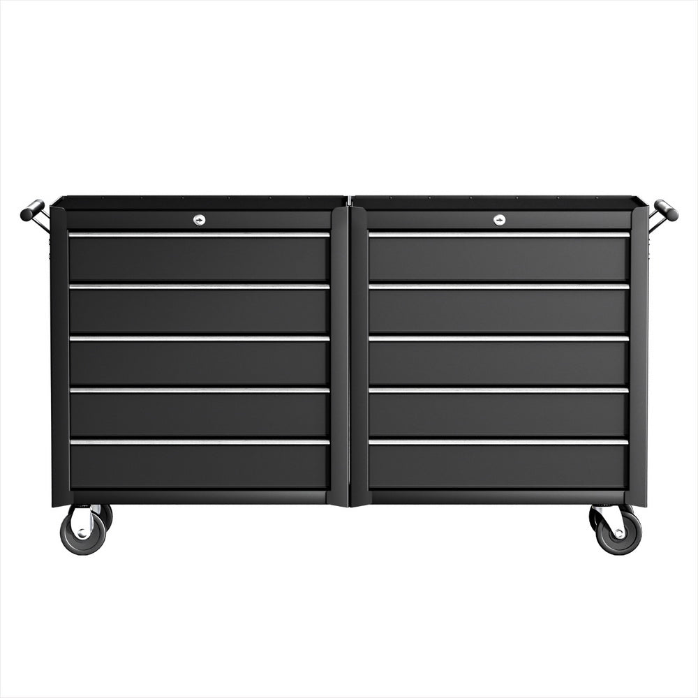Tool chest trolley with 10 drawers in black