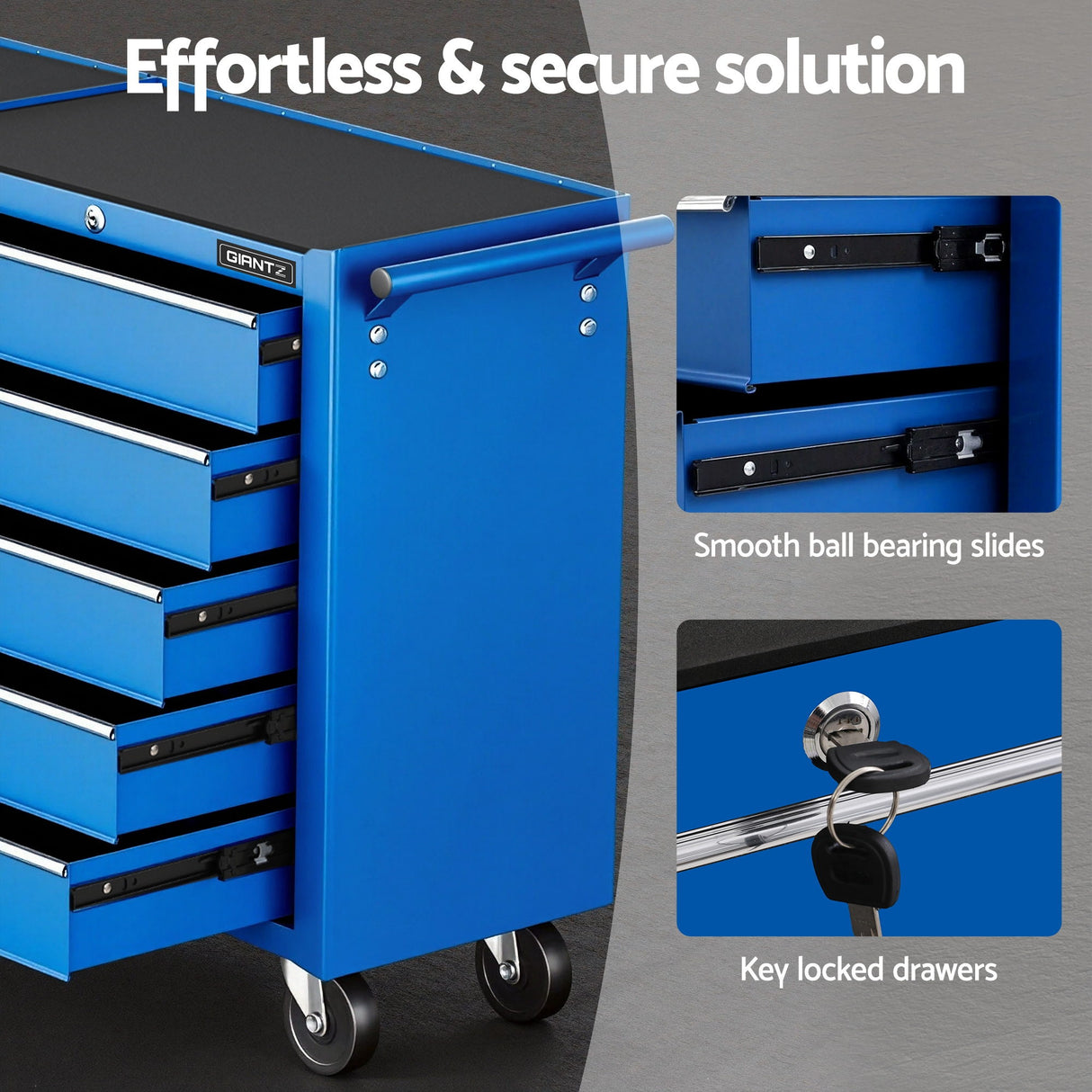 Tool chest trolley with 10 drawers in blue