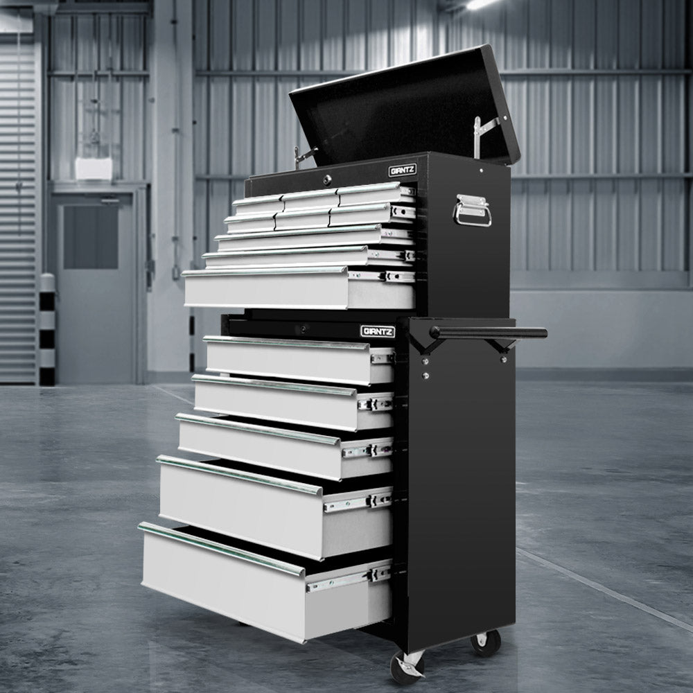 Tool Cabinet Chest Trolley, 14 Drawers Grey