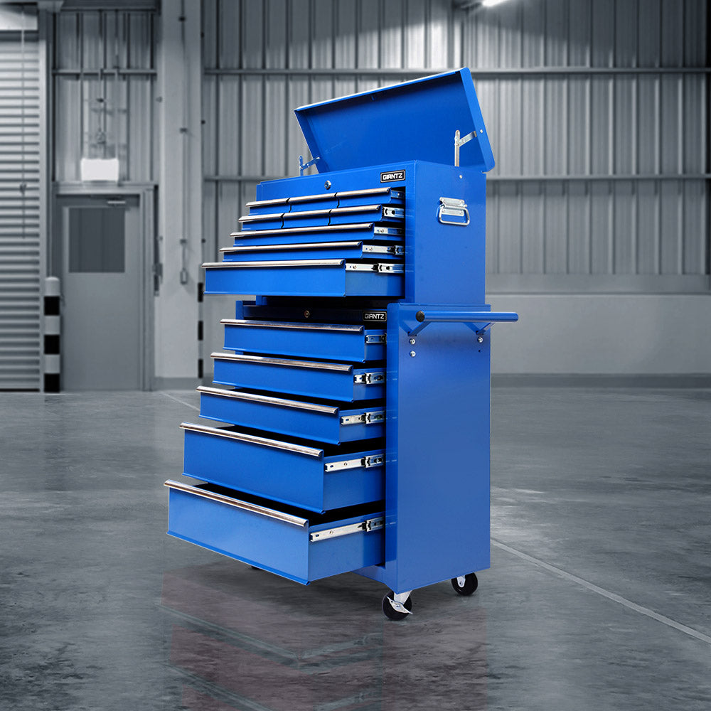 Tool Cabinet Chest Trolley, 14 Drawers Blue