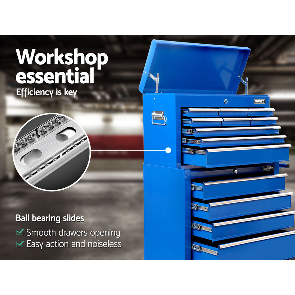 Tool Cabinet Chest Trolley, 14 Drawers Blue